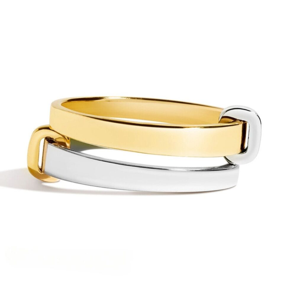 Yellow Gold and white gold Double ring standing
