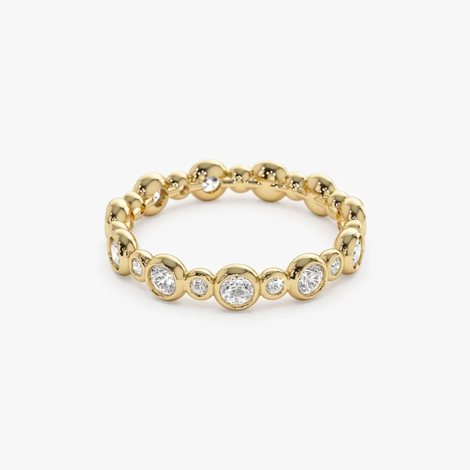 Bezel Set alternate size round brilliant eternity band gold