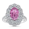 Oval Lab Grown Pink Sapphire Ring With VVS 2.88ct