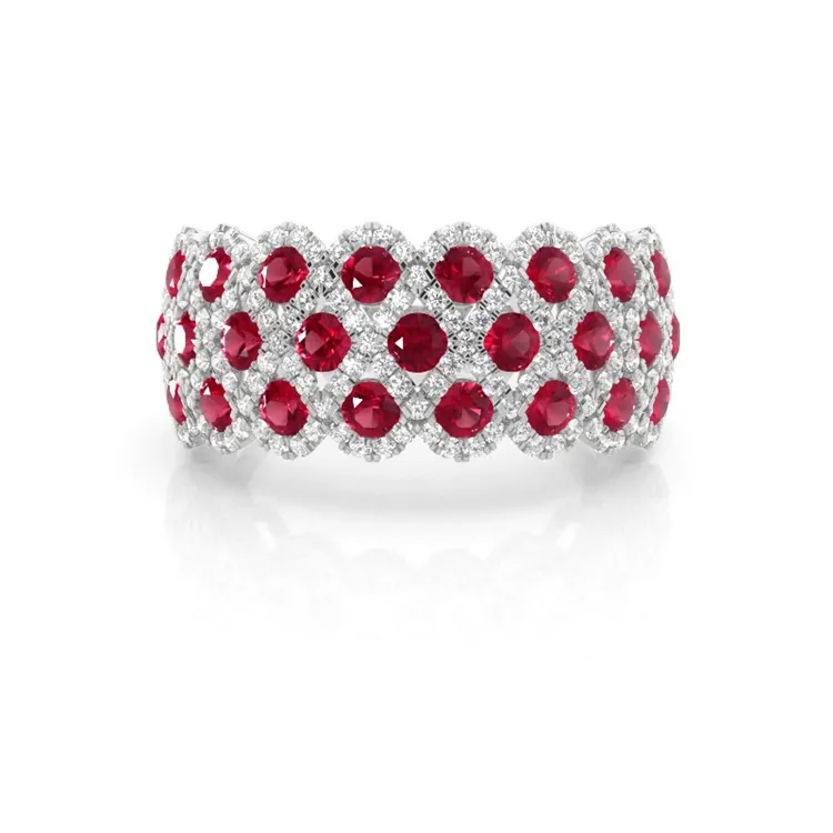 Ruby Cocktail Ring 3 Row