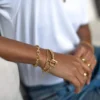 18K Gold Chunky Twist Link Toggle Bracelet