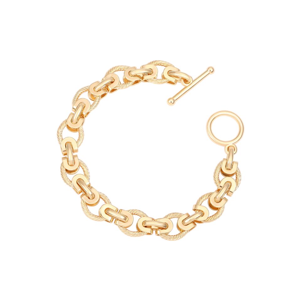 18K Gold Toggle Bracelet Chunky Twist Link Bracelet