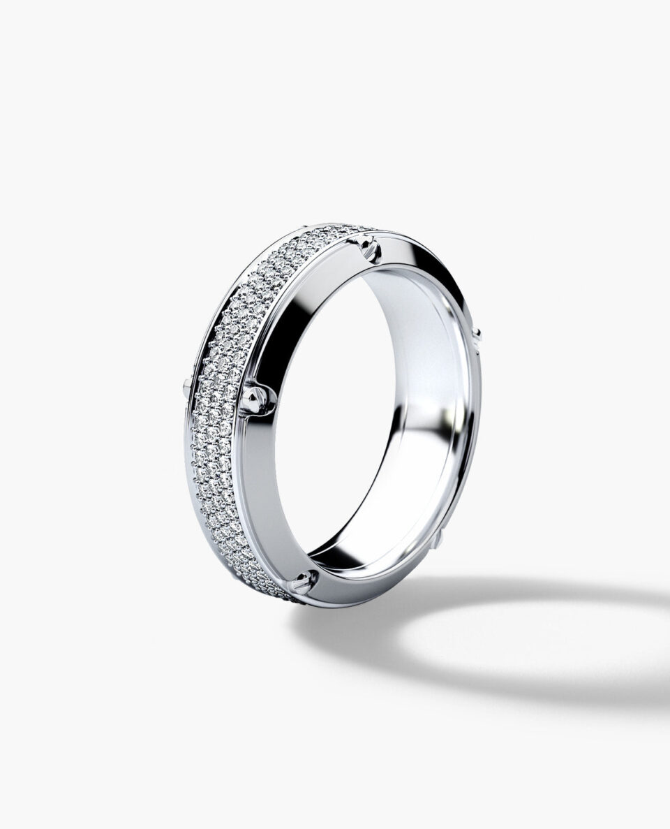 Pave 1ct eternity band with screws white gold