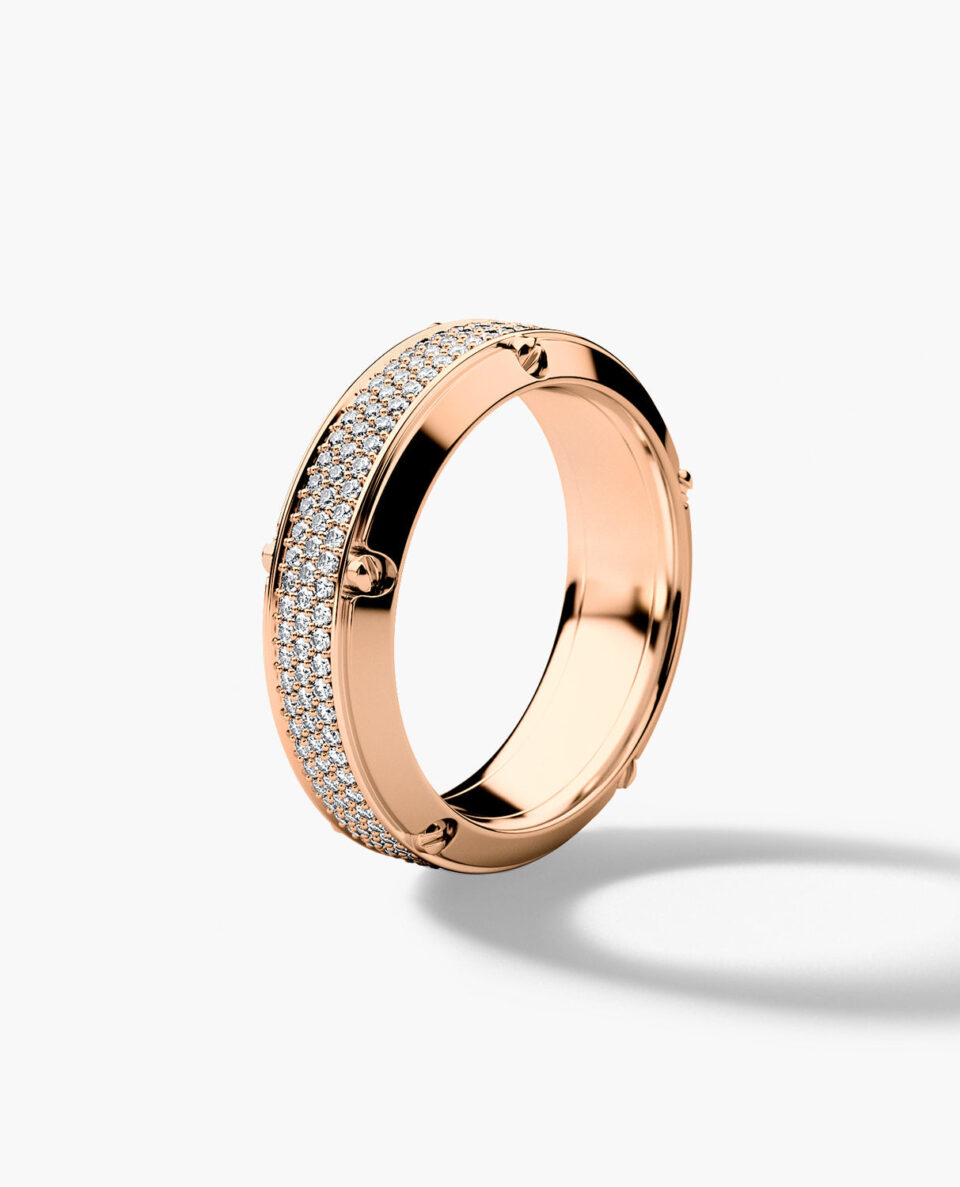 Pave 1ct eternity band with screws rose gold