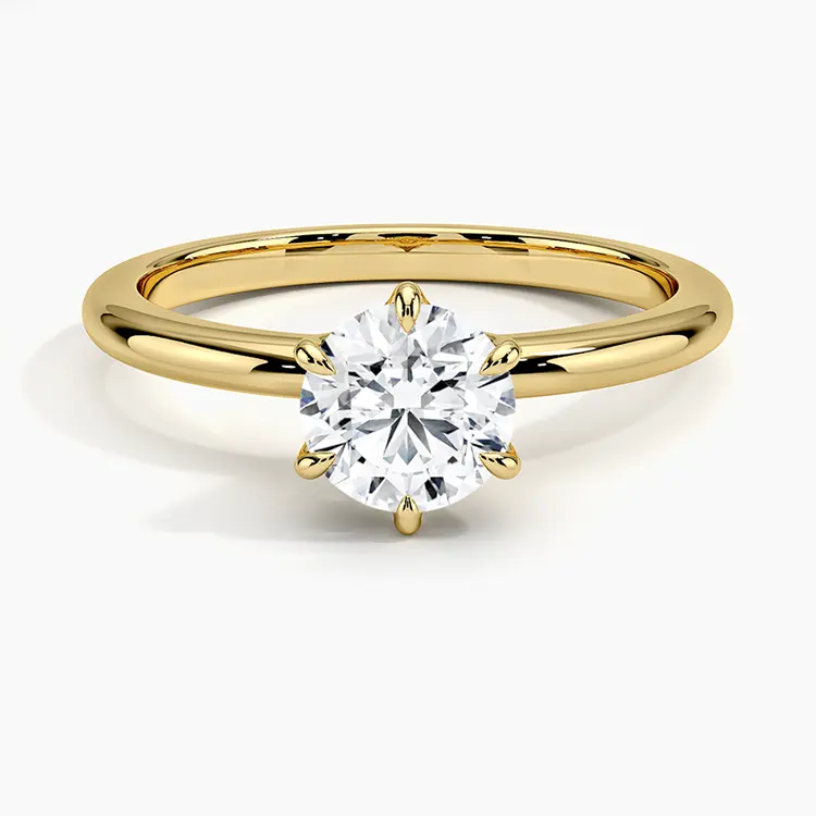 Gold Solitaire 6 prong Basket 1ct