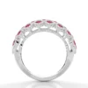White Gold Round Cut Ruby Rings With VVS Moissanite 3CT