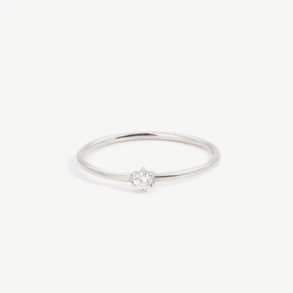 14 kids diamond ring solitaire silver