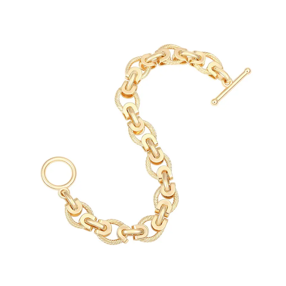 18K Gold Toggle Bracelet Chunky Twist Link Bracelet 2