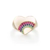 Heart Rainbow Diamonds Signet Ring